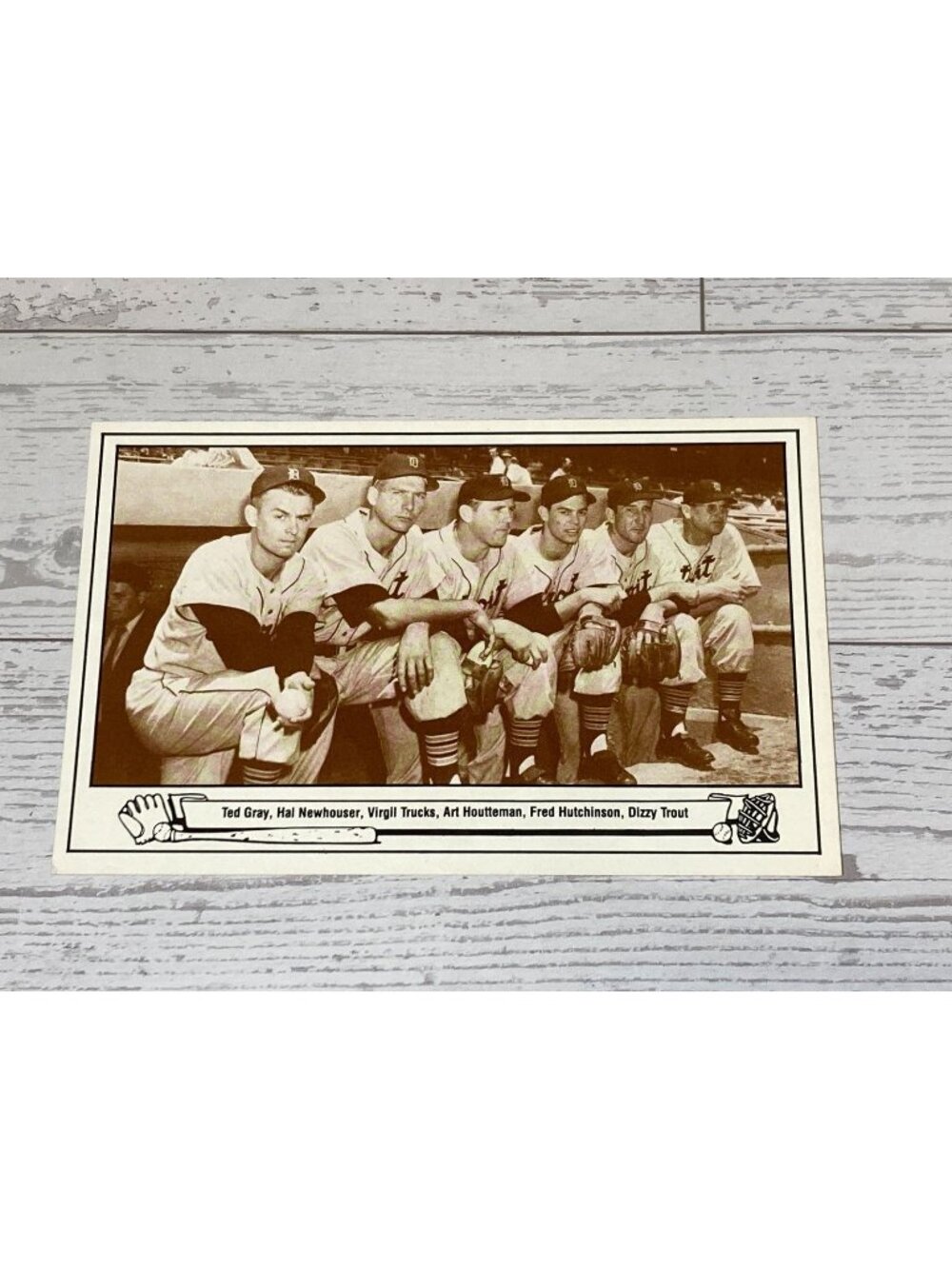 Playball Photo Post Card 1948 Detroit Tigers Gray Newhouser Trucks Houtteman